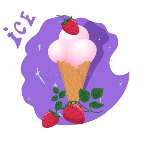 Las Bolas Del Helado Dibujo Del Vector Pintaron El Postre Cuatro