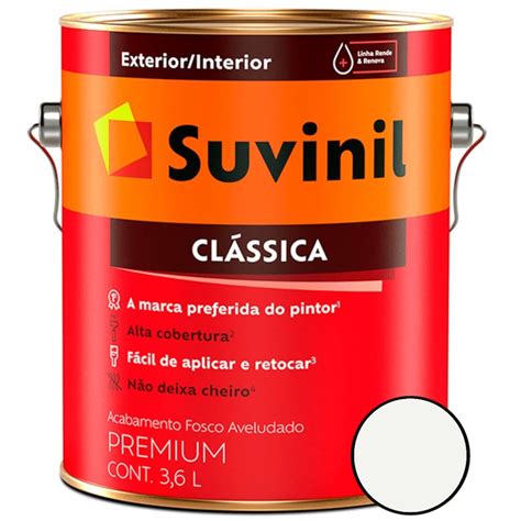 Tinta L Tex Fosco Cl Ssica Premium Branco Neve L Suvinil