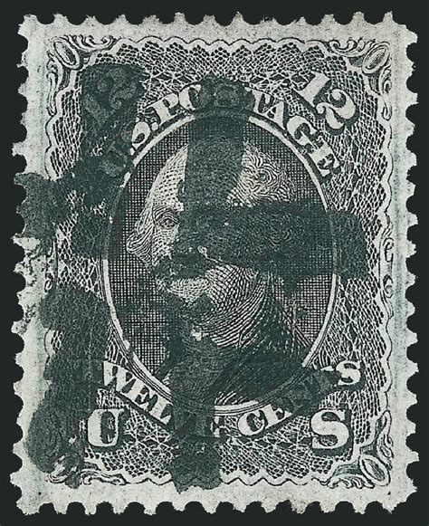 US Stamps Prices Scott Cat 97 12c 1868 Washington Grill