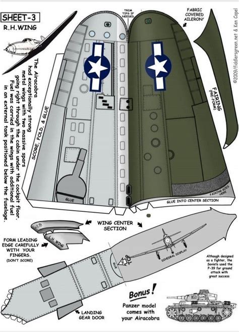 Papercraft P 38 BELL AIRACOBRA 3 6 Paper Airplane Models Paper