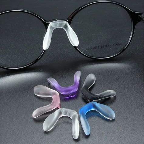 10pcs Silicone One Piece Saddle Nose Pad One Hole Insert In Type Eyeglasses Anti Slip Accesssory