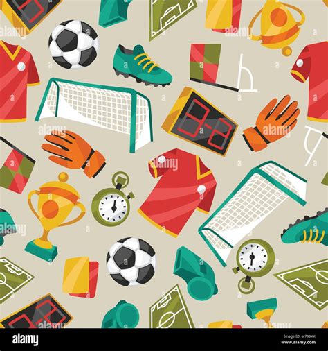 Sports Seamless Pattern With Soccer Football Symbols Stock Vector Image