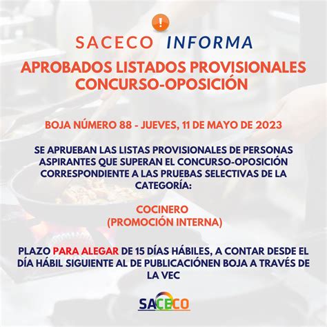 LISTADOS PROVISIONALES COCINERO PI OEP SACECO