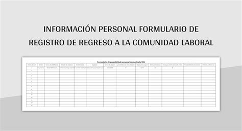 Plantilla De Excel Información Personal Formulario De Registro De