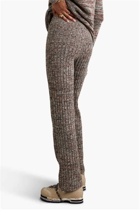 Chlo Ribbed Cashmere And Wool Blend Straight Leg Pants The Outnet