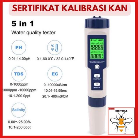 Jual 5 In 1 PH Meter TDS Temperatur Meter EZ 9909 Waterproof Sertifikat