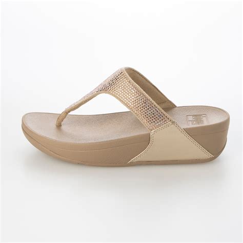 Fitflop Lulu Crystal Embellished Toe Post Sandals Latte Beige