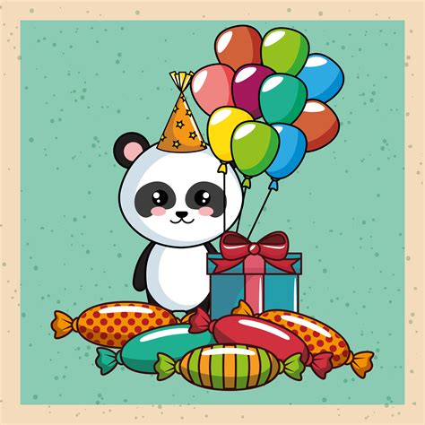 tarjeta de feliz cumpleaños con oso panda 679293 Vector en Vecteezy