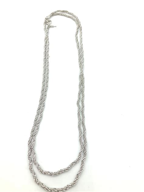 Crown Trifari Long Silver Snake Chain Necklace Vintag Gem