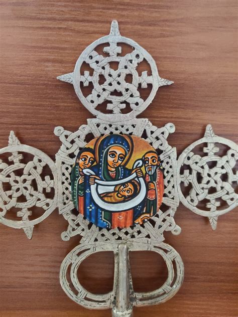 Ethiopian Orthodox Hand Painted Processional Cross African Christian