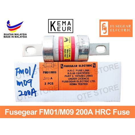 Fusegear FM01 M09 200A Center Bolted Tag HRC Fuse Made In Malaysia