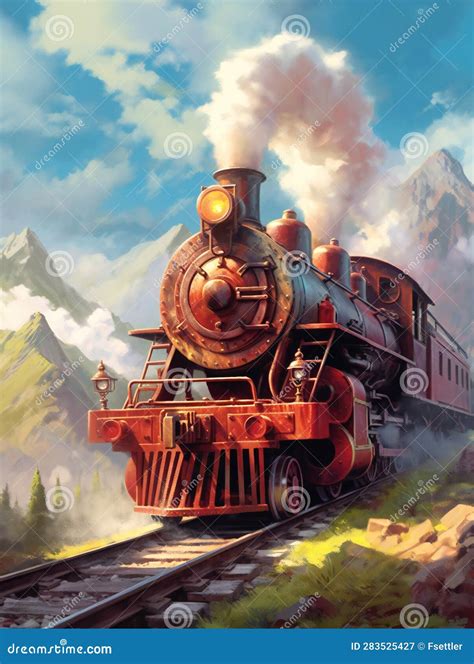 Big Beautiful Retro Train. a Template for Illustrating a Children S ...