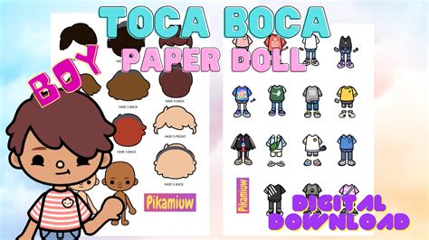 Toca Boca Boy Paper Doll With Clothes and Shoes / Quiet Book Pages ...