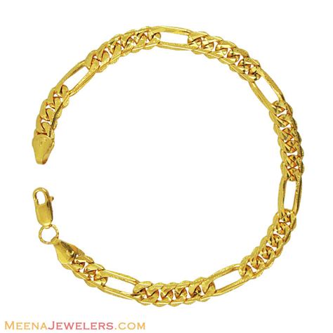 22k Gold Linked Mens Bracelet - BrMb12177 - 22k gold mens bracelet ...