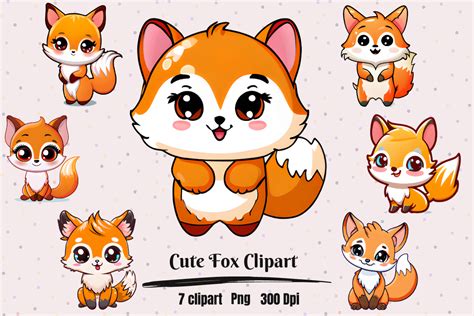 Cute Fox Kawaii Clipart Graphic By Hamees Store · Creative Fabrica