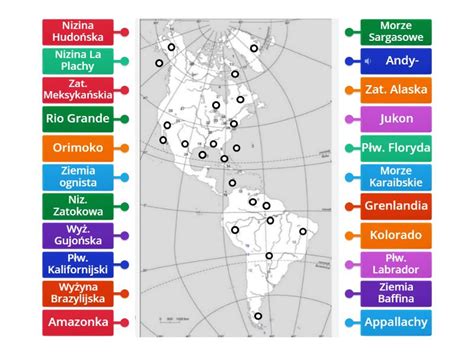 Mapa Fizyczna Obu Ameryk Diagrama Con Etiquetas