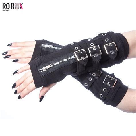 Poizen Industries Omega Arm Warmers Emo Punk Gothic Buckle Fingerless