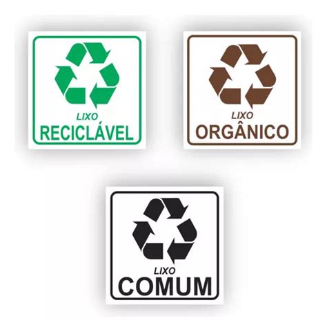 3 Adesivos Plixeiras 10x10cm Reciclável Comum Orgânico Mercadolivre