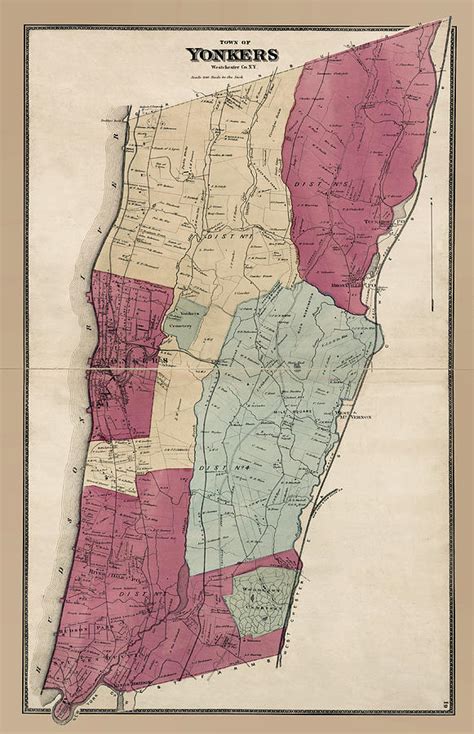 Yonkers Antique Map 1868 Photograph By Phil Cardamone