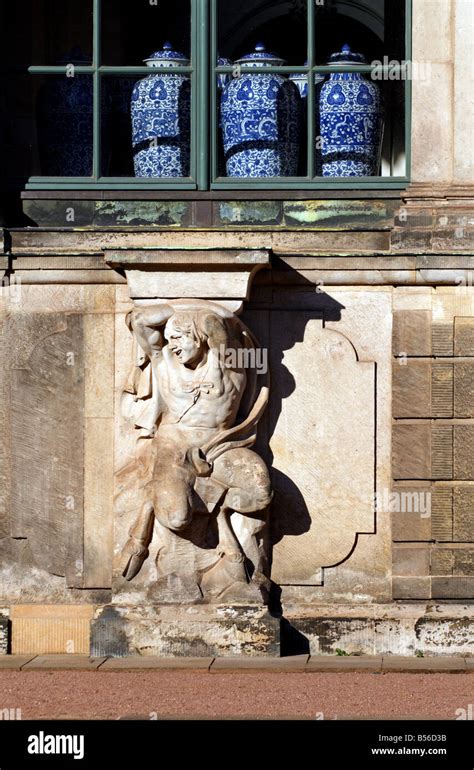 Detail Of The Historical Zwinger In Dresden Germany With A Satyr