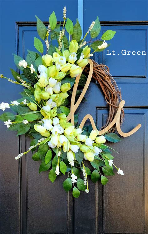 Spring Tulip Wreath For Front Door Summer Tulip Wreath Pink Etsy