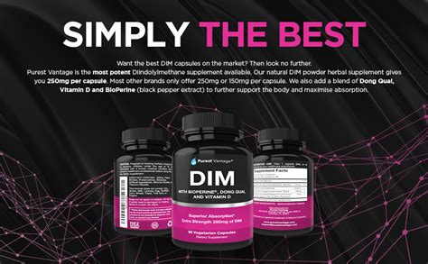 Pure Dim Supplement 250mg Diindolylmethane Plus Bioperine And Dong Quai