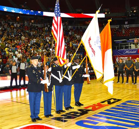 Th Signal Brigade Performs Color Guard For Nba U S Army Reserve