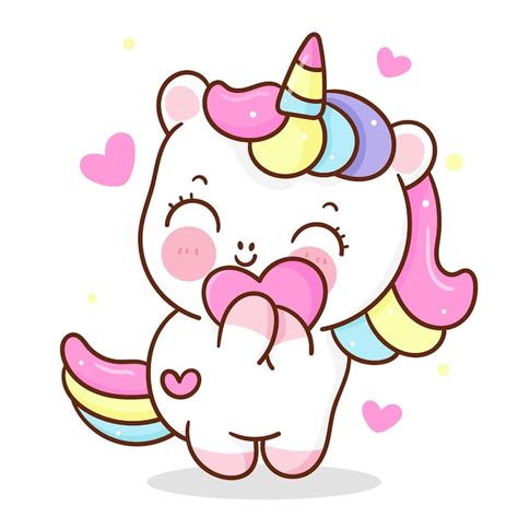 Lindo Unicornio De Dibujos Animados Abrazo Dulce Coraz N Amor Personaje