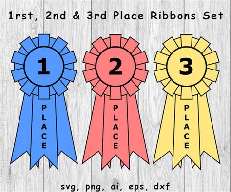 Award Ribbons First Second Third Svg Png Ai Eps Dxf Files