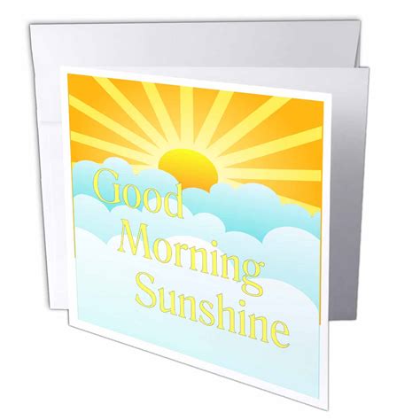 3drose Image Of Good Morning Sunshine Cartoon Sun And Clouds Greeting Card 6 By 6 Inch