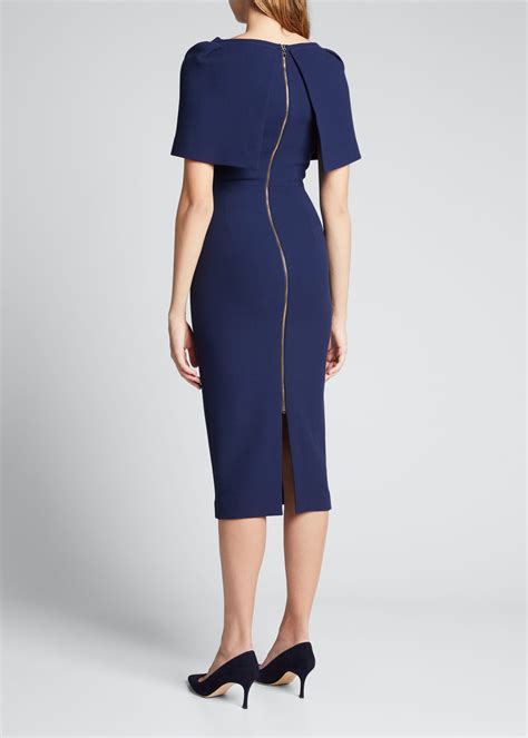 Roland Mouret Fenton Double Crepe Sheath Midi Dress W Face Mask