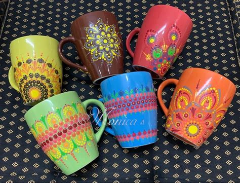 Mandala Mugs Dot Mandala Art Set Of International Indian Folk