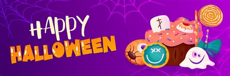 Feliz Fondo De Banner De Plantilla De Halloween Con Telara A Y Dulces