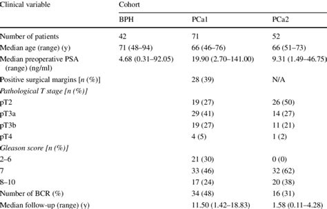 Clinico Pathological Characteristics Of The Groups Of Patients Bcr