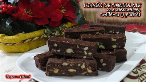 TURRÓN DE CHOCOLATE con Almendras Avellanas y Pasitas para Navidad muy