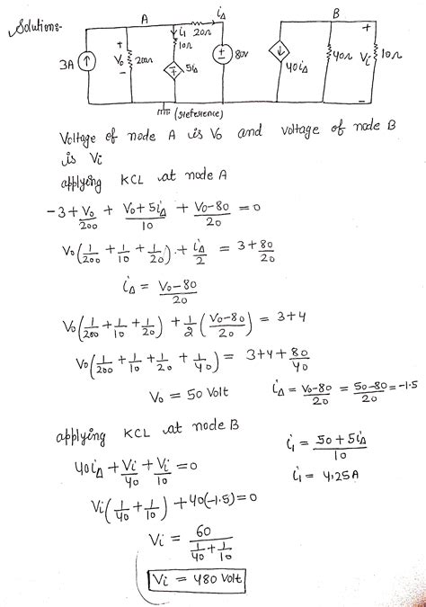 Solved Question 1 Part I Use The Node Voltage Method To Find V And V