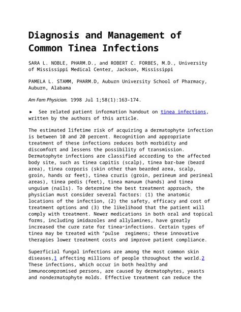 (DOCX) Diagnosis and Management of Common Tinea Infections - DOKUMEN.TIPS