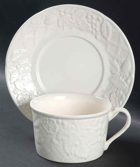 English Countryside White Flat Cup Saucer Set By Mikasa