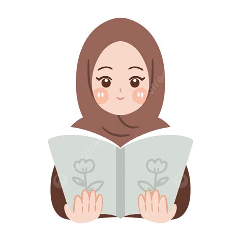 Buku Bacaan Gadis Berhijab Lucu Membaca Gadis Berhijab Imut Png