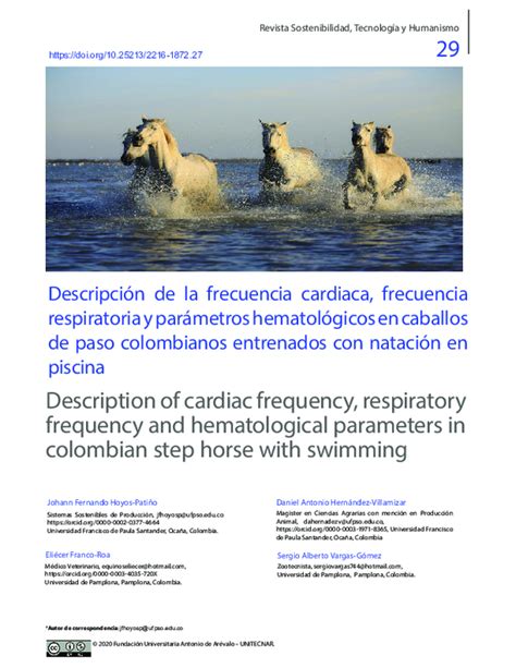 Pdf Descripción De La Frecuencia Cardiaca Frecuencia Respiratoria Y Parámetros Hematológicos