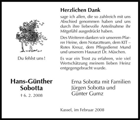 Traueranzeigen von Hans Günther Sobotta Trauer de