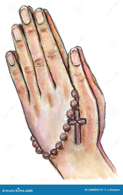 Praying Hands With Rosary Beads Drawing Lineartdrawingssketches