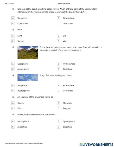 Student Worksheet Answers Earth Spheres Interact PDF Worksheets Library