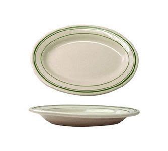 ITI VE 33 Verona Green Band Rolled Edge Oval Platter 7 X 4 1 2 3