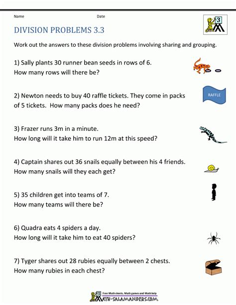 4th Grade Division Word Problems Worksheets