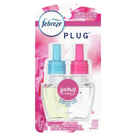 Febreze Odor Eliminating Plug Air Freshener Refill Peony And Cedar