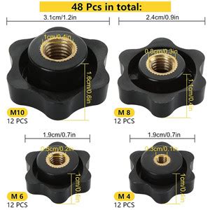 Amazon RHBLME 48PCS M4 M6 M8 M10 Star Knobs Male Thread Clamping