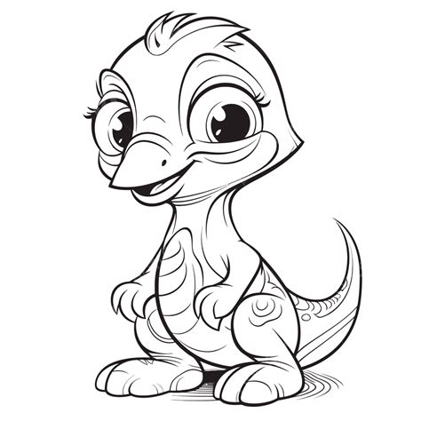 Baby Baby Dinosaur Coloring Pages Outline Sketch Drawing Vector Raptor