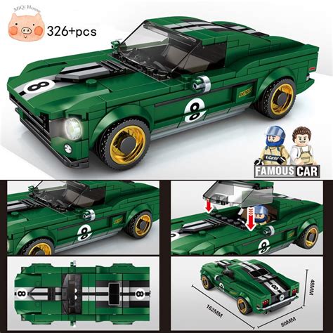 Technic City Blocks Compatible Lego Puntos Ford Mustang Racing Car