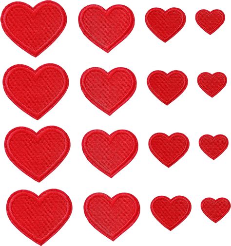 Amazon Zlettery Pcs Red Heart Iron On Patches Heart Embroidered